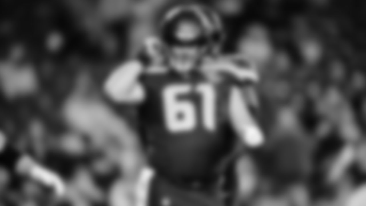 Seahawks center Jalen Sundell (61) during pregame warmups at Lumen Field for the Week 7 matchup vs. Houston Texans on Monday Night Football.
