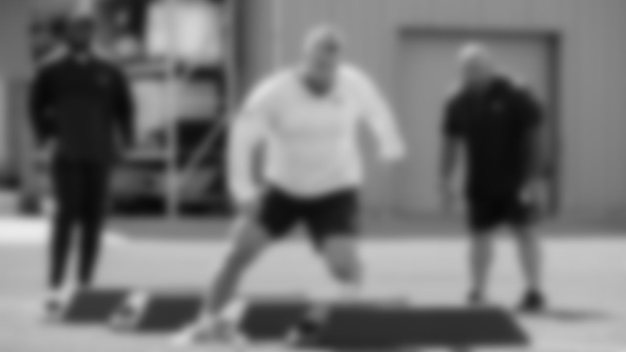 Seahawks center Jalen Sundell (61) participated in a workout on May 6, 2025 at the Virginia Mason Athletic Center.