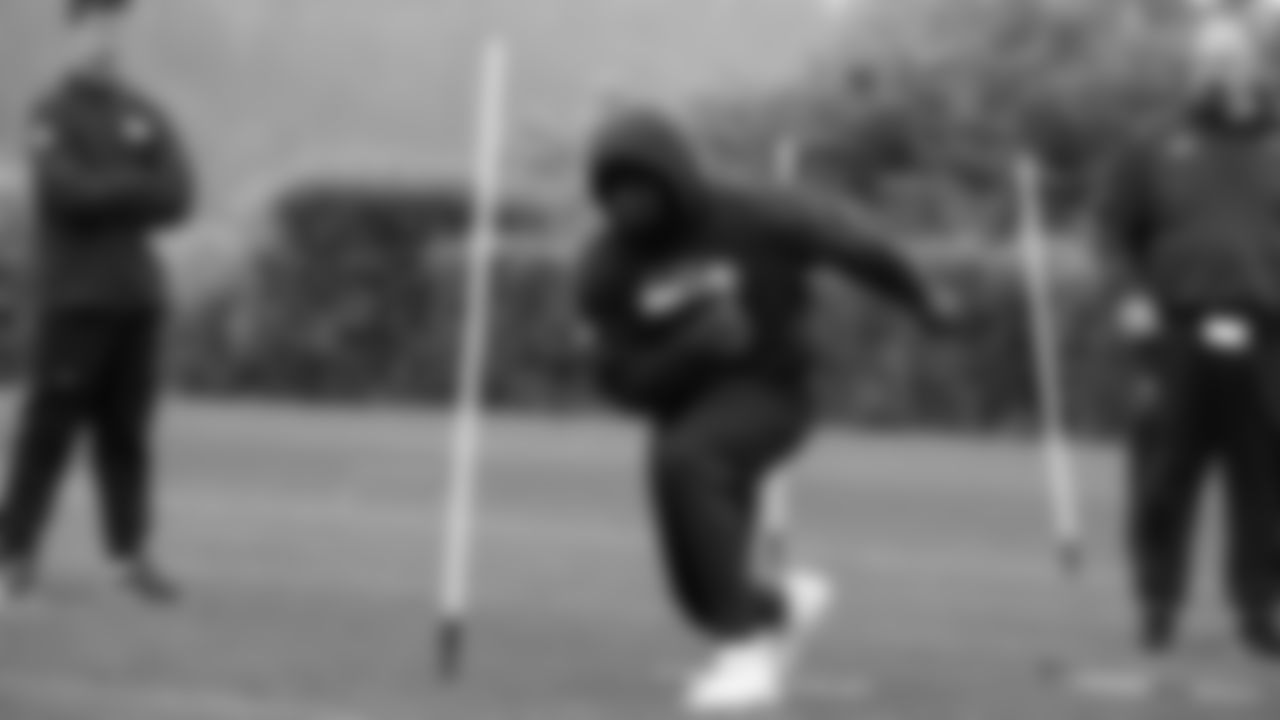 Seahawks linebacker Boye Mafe (53) participated in a workout on May 14, 2025 at the Virginia Mason Athletic Center.