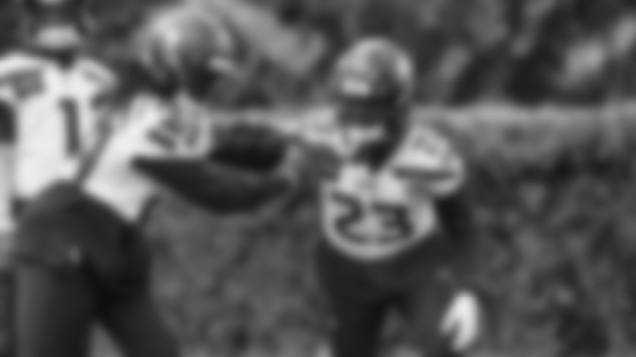 Seahawks safety D'Anthony Bell (23) practiced on Wednesday, November 5, 2025 at the Virginia Mason Athletic Center.