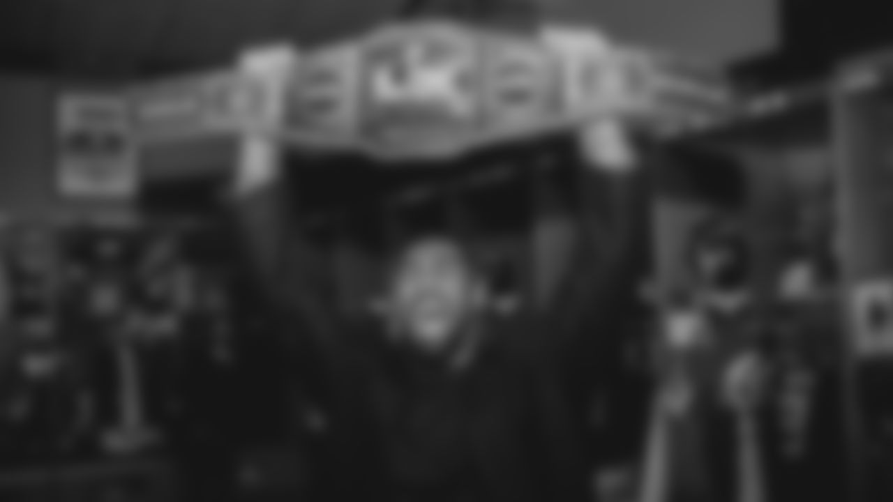 The Seahawks cleaned out the locker room following the end of the 2026 and brought out the championship belt to celebrate their Super Bowl LX victory.