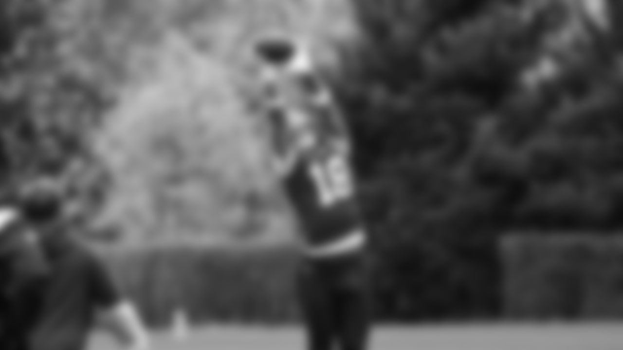 Seahawks tight end Elijah Arroyo (18) practiced on Thursday, October 30, 2025 at the Virginia Mason Athletic Center.