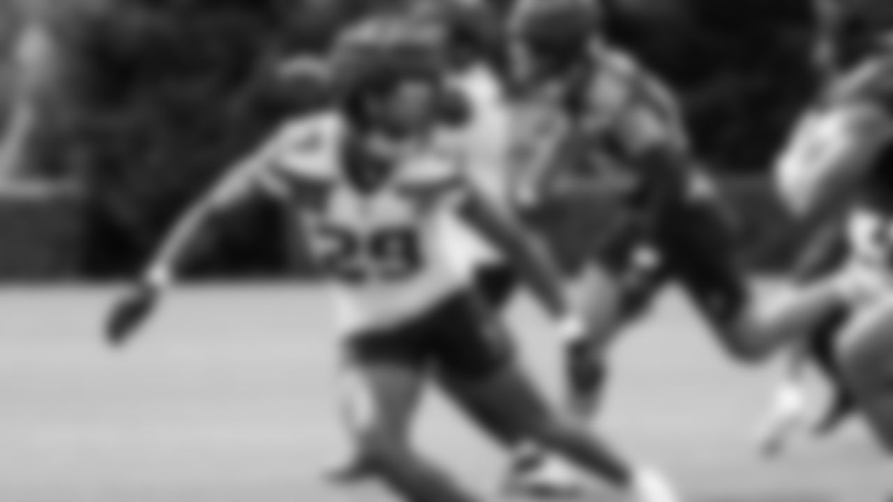 Seahawks cornerback Josh Jobe (29) practiced on August 13, 2025 at the Virginia Mason Athletic Center.
