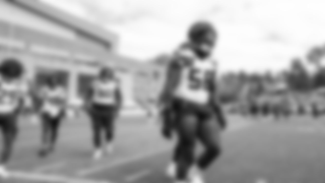 Seahawks linebacker Derick Hall (58) practiced on day three of training camp on July 25, 2025 at the Virginia Mason Athletic Center.