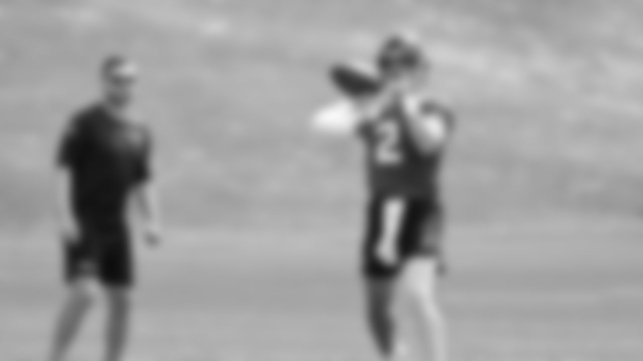 Seahawks quarterback Drew Lock (2) practiced on August 19, 2025 at the Virginia Mason Athletic Center.