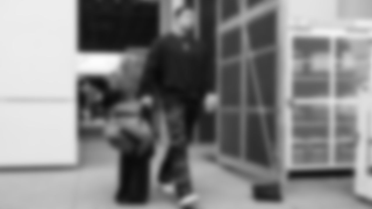 Seahawks running back Zach Charbonnet (26) departed the team hotel for the Week 18 matchup vs. the 49ers at Levi's Stadium.