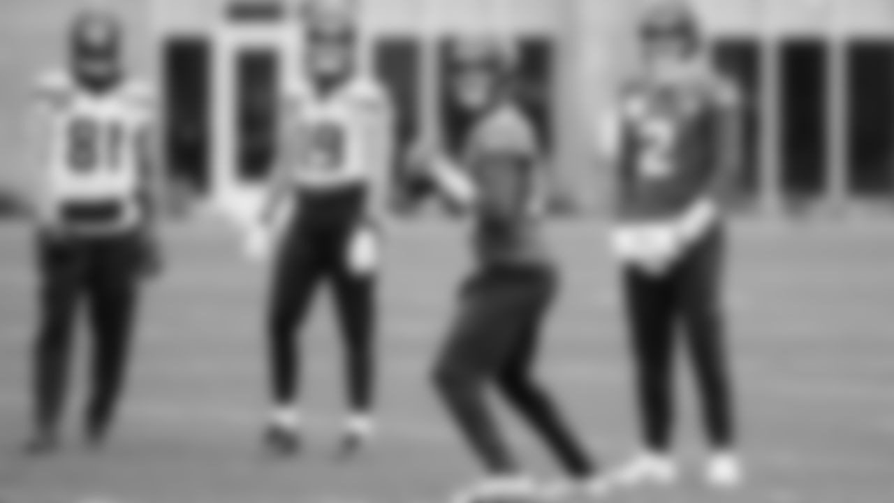 Seahawks quarterback Sam Darnold (14) practiced on Wednesday, January 1, 2026 at the Virginia Mason Athletic Center.