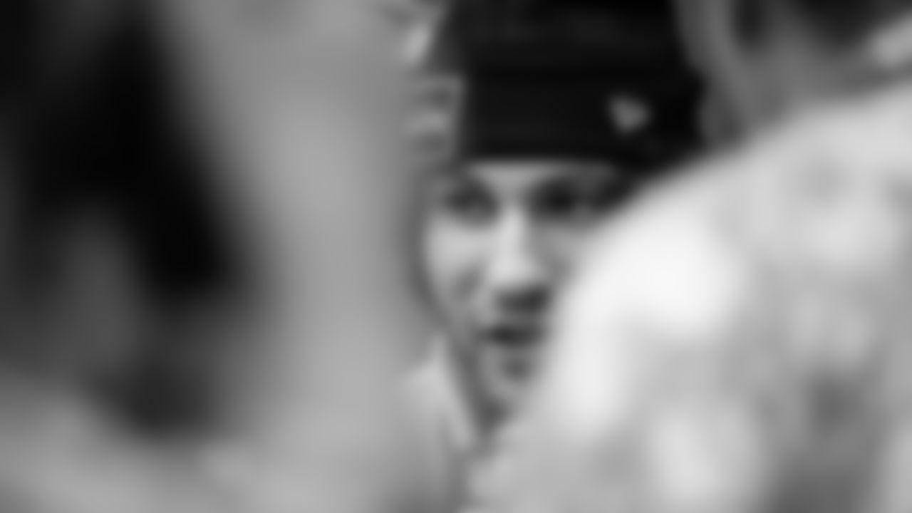 Seahawks tight end AJ Barner (88) at day one of press conference Media Availability on February 3, 2026.