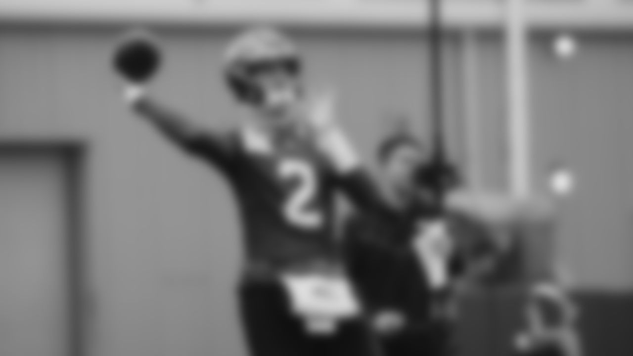 Seahawks quarterback Drew Lock (2) practiced on Friday, December 12, 2025 at the Virginia Mason Athletic Center.