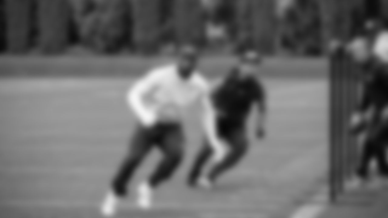 Seahawks wide receiver Dareke Young (83) and wide receiver Jaxon Smith-Njigba (11) participated in a workout on May 20, 2025 at the Virginia Mason Athletic Center.