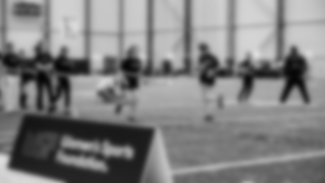 The Seahawks, Women's Sports Foundation, and Delta hosted middle-school aged girls for a panel and joint girls flag football and soccer clinic at the Virginia Mason Athletic Center on Saturday, May 10, 2025.