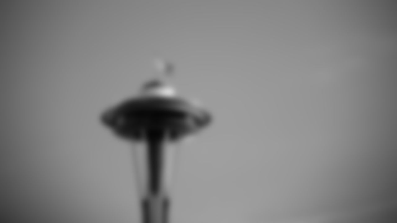 Seahawks Legends Walter Jones and Lofa Tatupu raised the 12 Flag on top of the Space Needle in honor of Blue Friday on January 16, 2026.