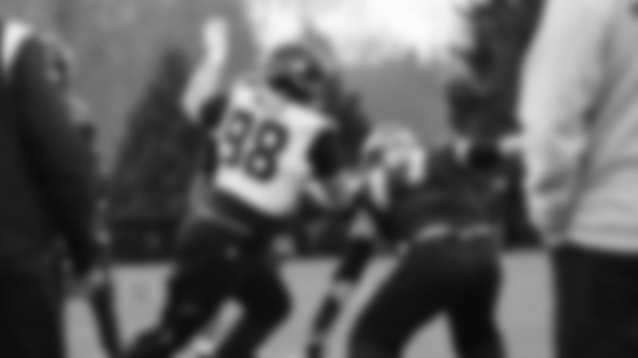 Seahawks defensive tackle Rylie Mills (98) practiced on Thursday, January 8, 2026 at the Virginia Mason Athletic Center.