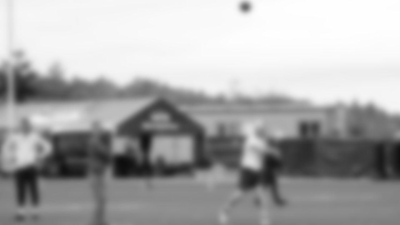 Seahawks quarterback Sam Darnold (14) participated in a workout on May 7, 2025 at the Virginia Mason Athletic Center.