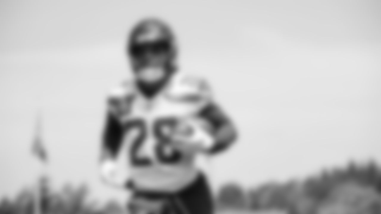 Seahawks cornerback Nehemiah Pritchett (28) participated in a workout on day two of minicamp on Wednesday, June 11, 2025 at the Virginia Mason Athletic Center.