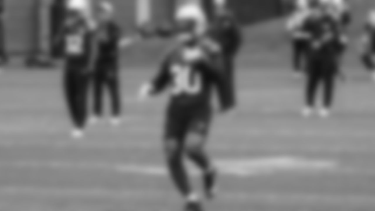 Seahawks running back Cam Akers (30) practiced on Wednesday, November 26, 2025 at the Virginia Mason Athletic Center.