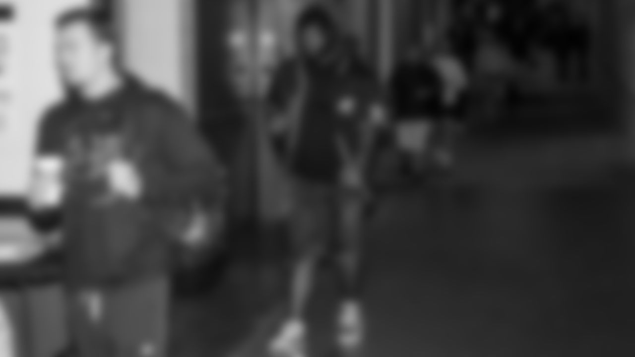 Seahawks tackle Josh Jones (74) arrived at Nissan Stadium for the Week 12 matchup vs. the Titans in Nashville, Tennessee.