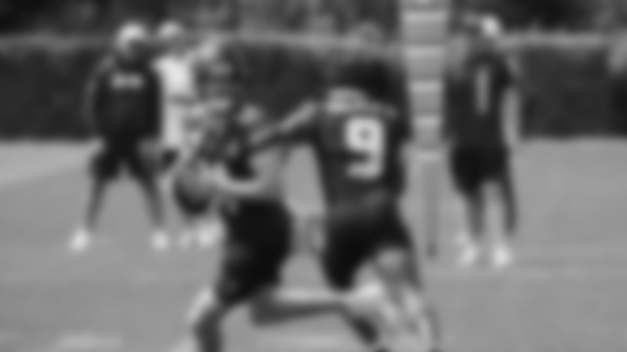 Seahawks quarterback Sam Darnold (14) and running back Kenneth Walker III (9) practiced on day four of training camp on July 26, 2025 at the Virginia Mason Athletic Center.