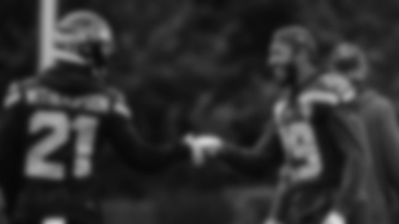 Seahawks cornerback Devon Witherspoon (21) and cornerback Josh Jobe (29) practiced on Wednesday, December 24, 2025 at the Virginia Mason Athletic Center.