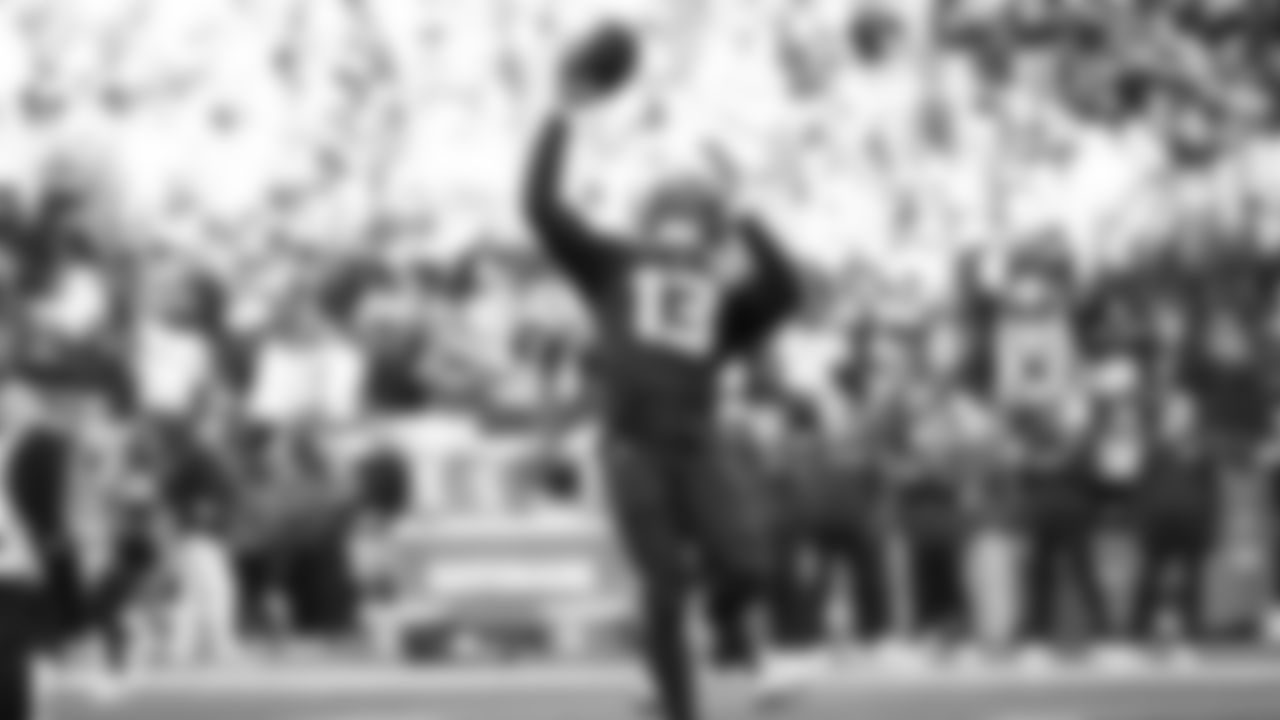 Seahawks linebacker Ernest Jones IV (13) warms up at Lumen Field for the NFC Championship game vs. the Los Angeles Rams on Sunday, January 25, 2026.