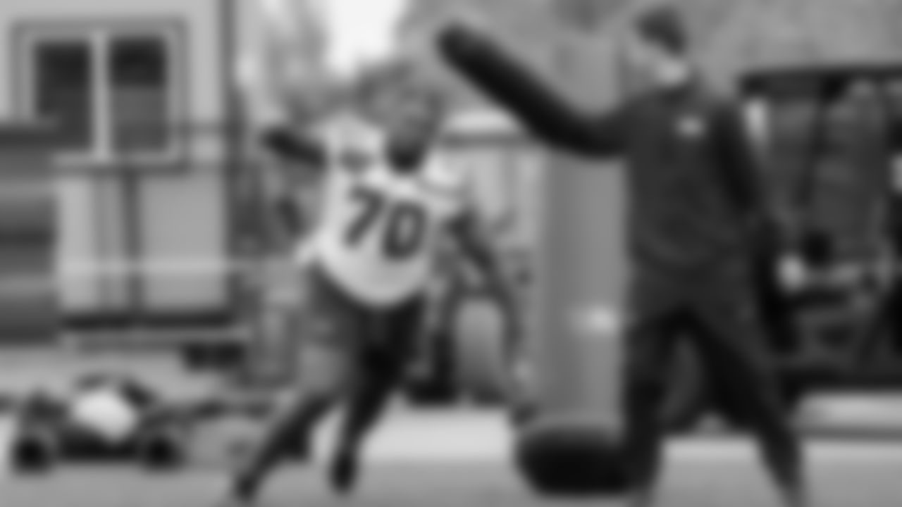 Seahawks nose tackle J.R. Singleton (70) participated in a workout on May 13, 2025 at the Virginia Mason Athletic Center.