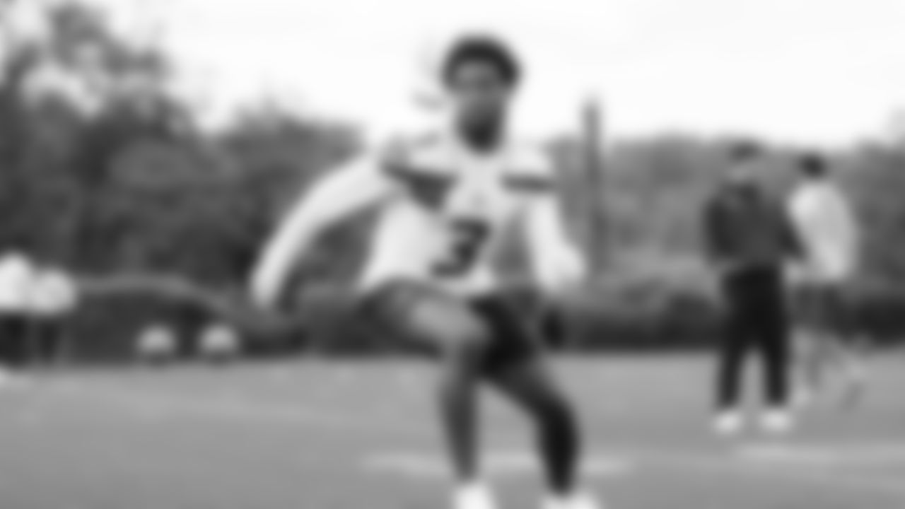 Seahawks safety Nick Emmanwori (3) participated in a workout on May 12, 2025 at the Virginia Mason Athletic Center.