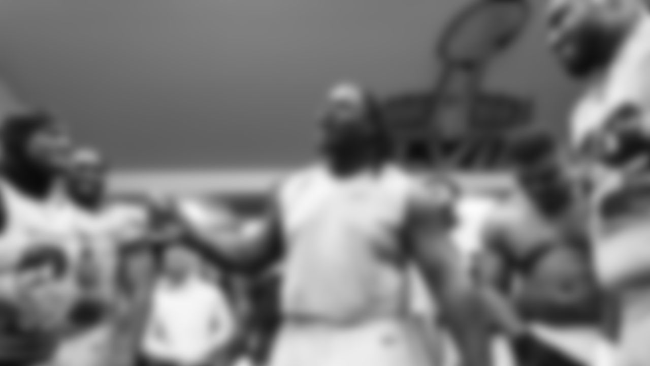 The Seahawks celebrated the 38-37 overtime-win vs. the L.A. Rams in Week 16.