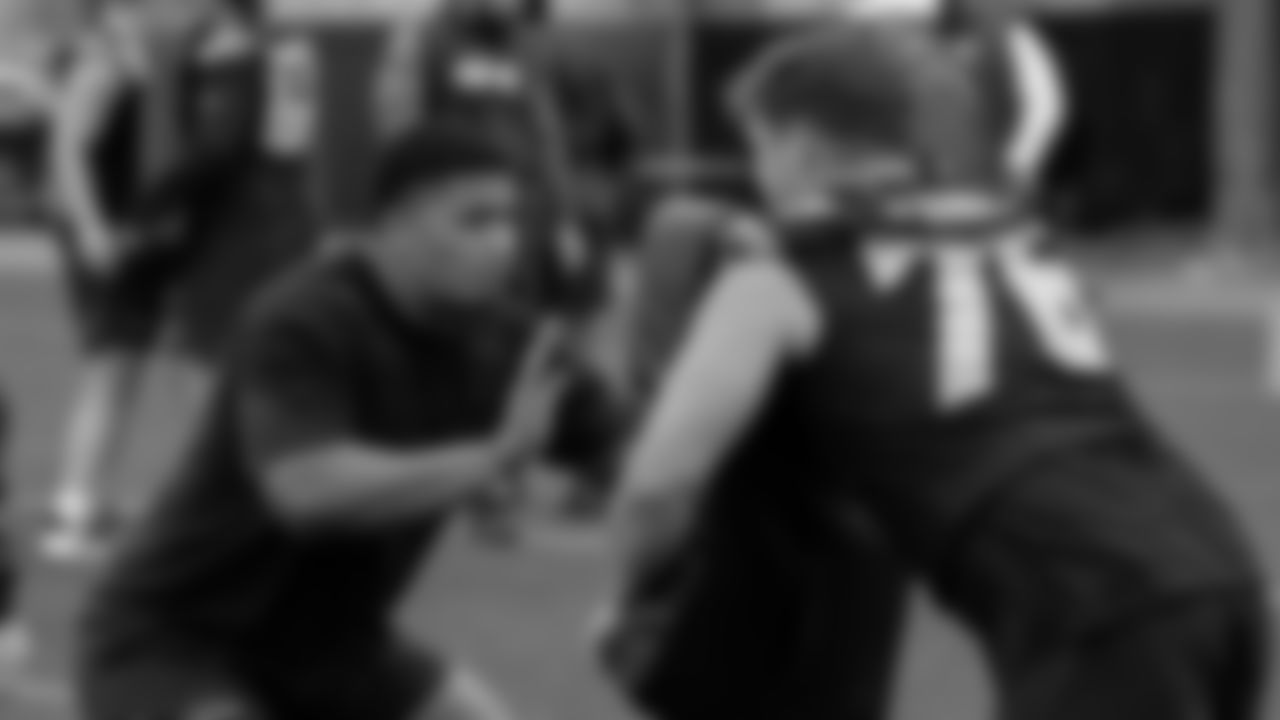 Seahawks guard Sataoa Laumea (63) and guard Grey Zabel (76) participated in a workout on May 20, 2025 at the Virginia Mason Athletic Center.