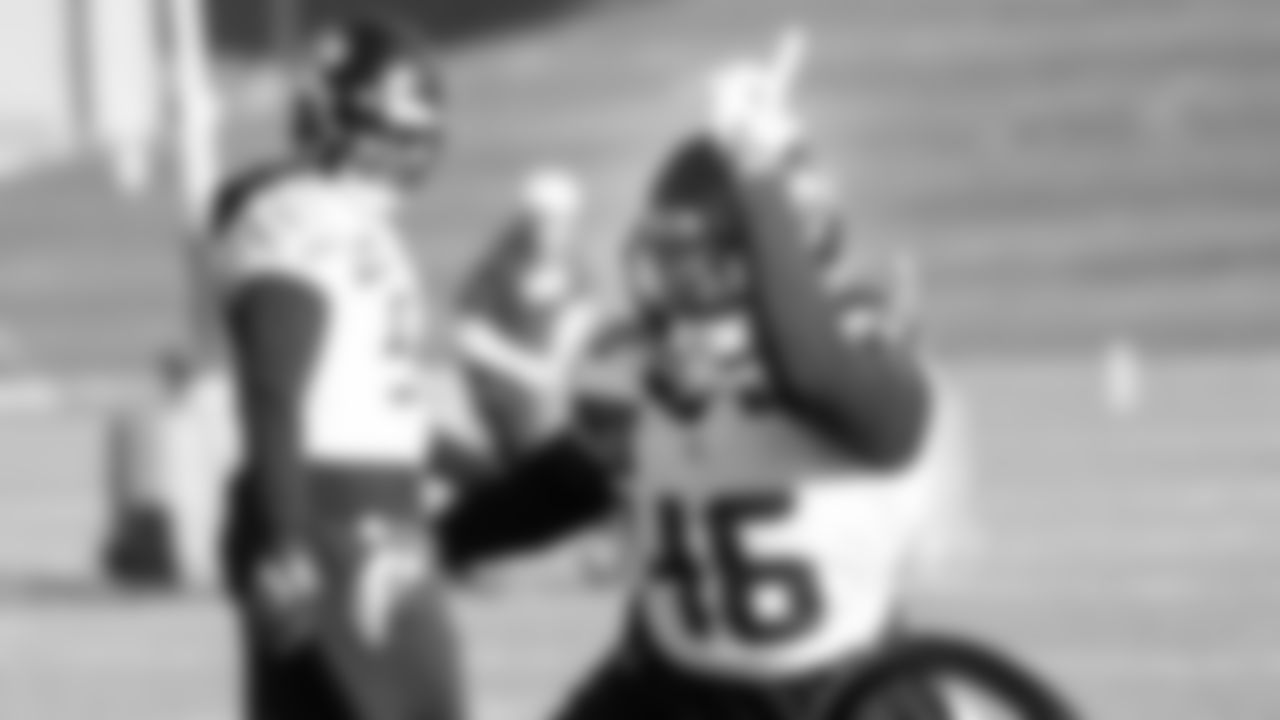 Seahawks linebacker Ja'Markis Weston (46) practiced on Wednesday, January 21, 2026 at the Virginia Mason Athletic Center.