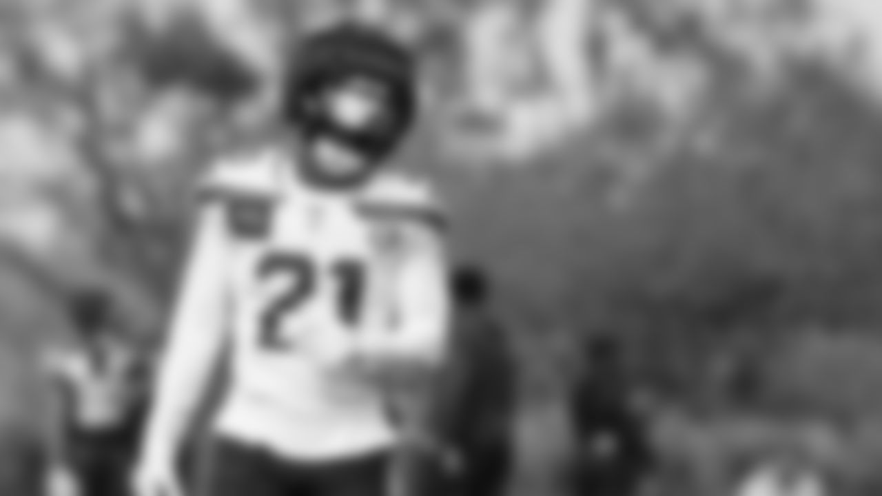 Seahawks cornerback Devon Witherspoon (21) practiced on Thursday, October 16, 2025 at the Virginia Mason Athletic Center.