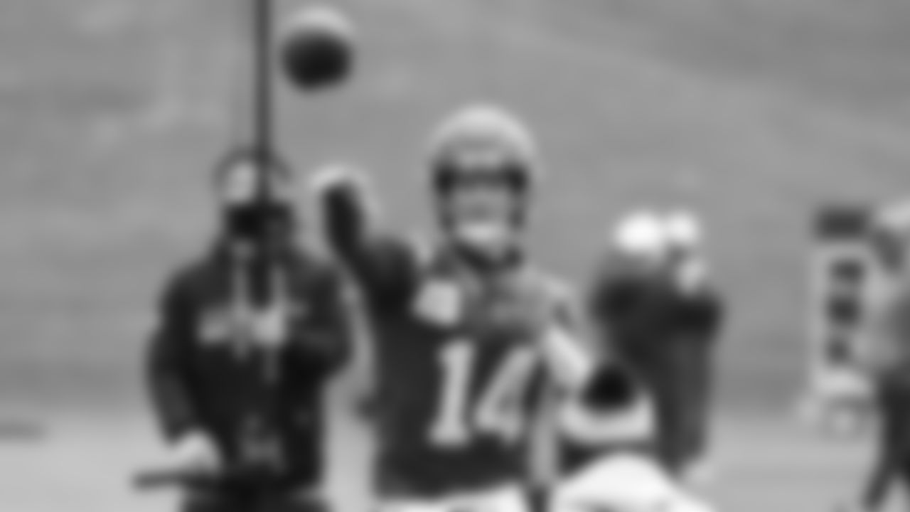 Seahawks quarterback Sam Darnold (14) practiced on Wednesday, January 1, 2026 at the Virginia Mason Athletic Center.