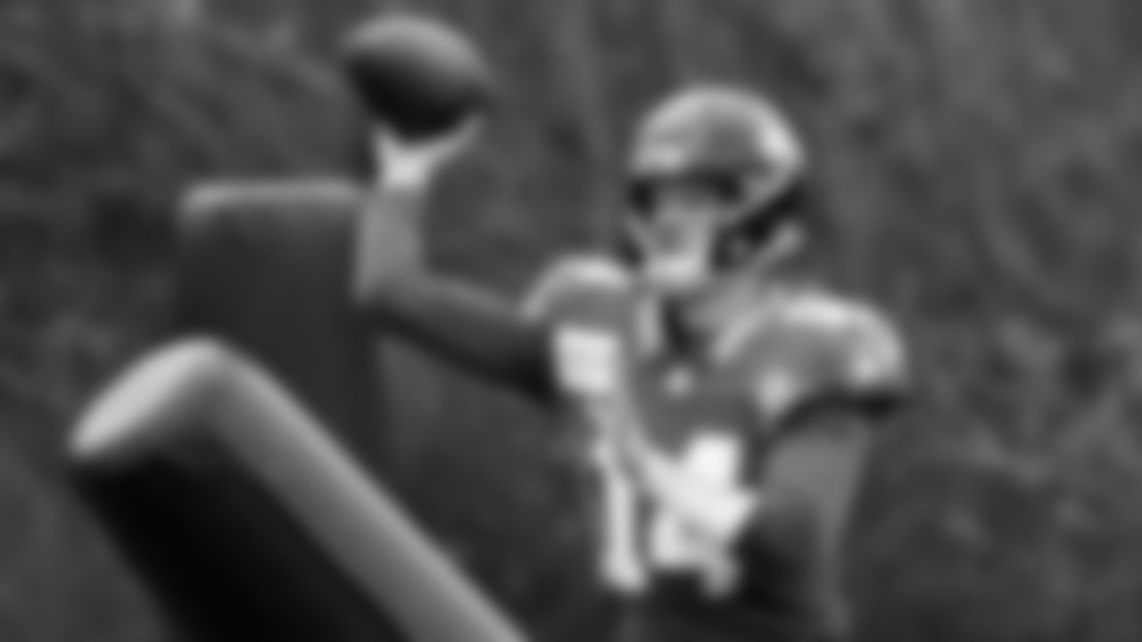 Seahawks quarterback Sam Darnold (14) practiced on Tuesday, January 13, 2026 at the Virginia Mason Athletic Center.