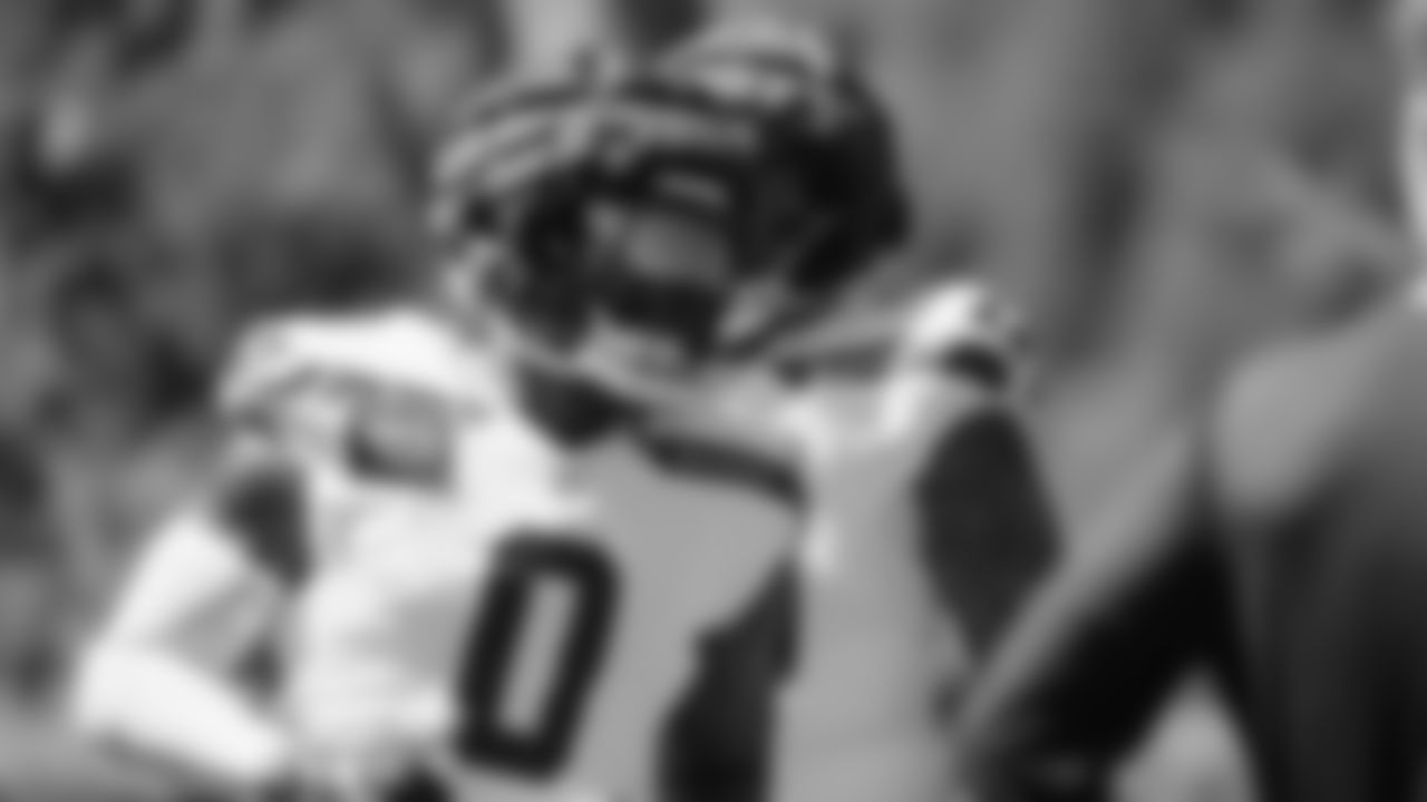 Seahawks defensive end DeMarcus Lawrence (0) practiced on day six of training camp on July 29, 2025 at the Virginia Mason Athletic Center.