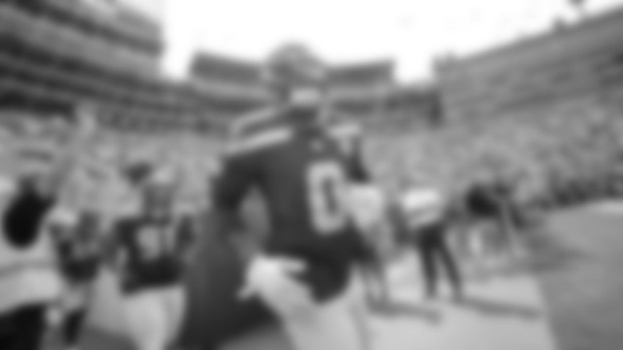 Seahawks defensive end DeMarcus Lawrence (0) warms up at Lambeau Field for the preseason Week 3 matchup vs. the Green Bay Packers.