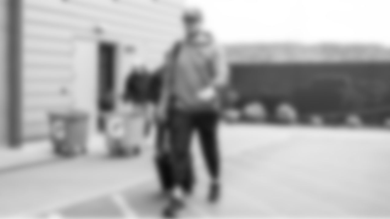 Seahawks quarterback Sam Darnold (14) departed the Virginia Mason Athletic Center for the Week 12 trip to Nashville, Tennessee on Friday, November 21, 2025.