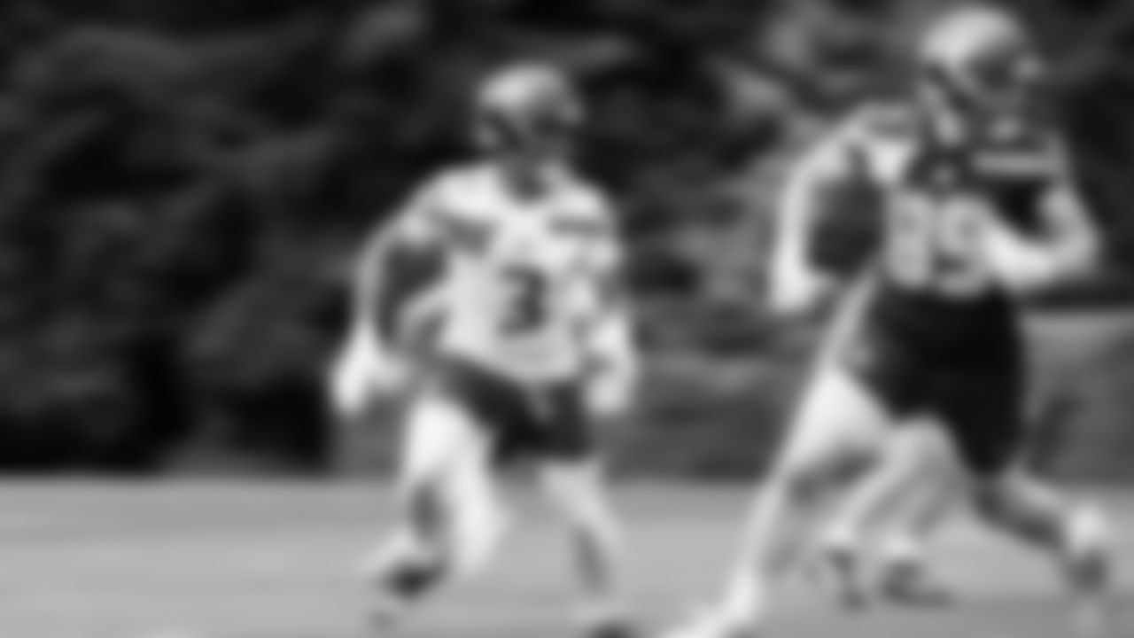 Safety Nick Emmanwori (3) practiced on day two of rookie minicamp on May 3, 2025 at the Virginia Mason Athletic Center.