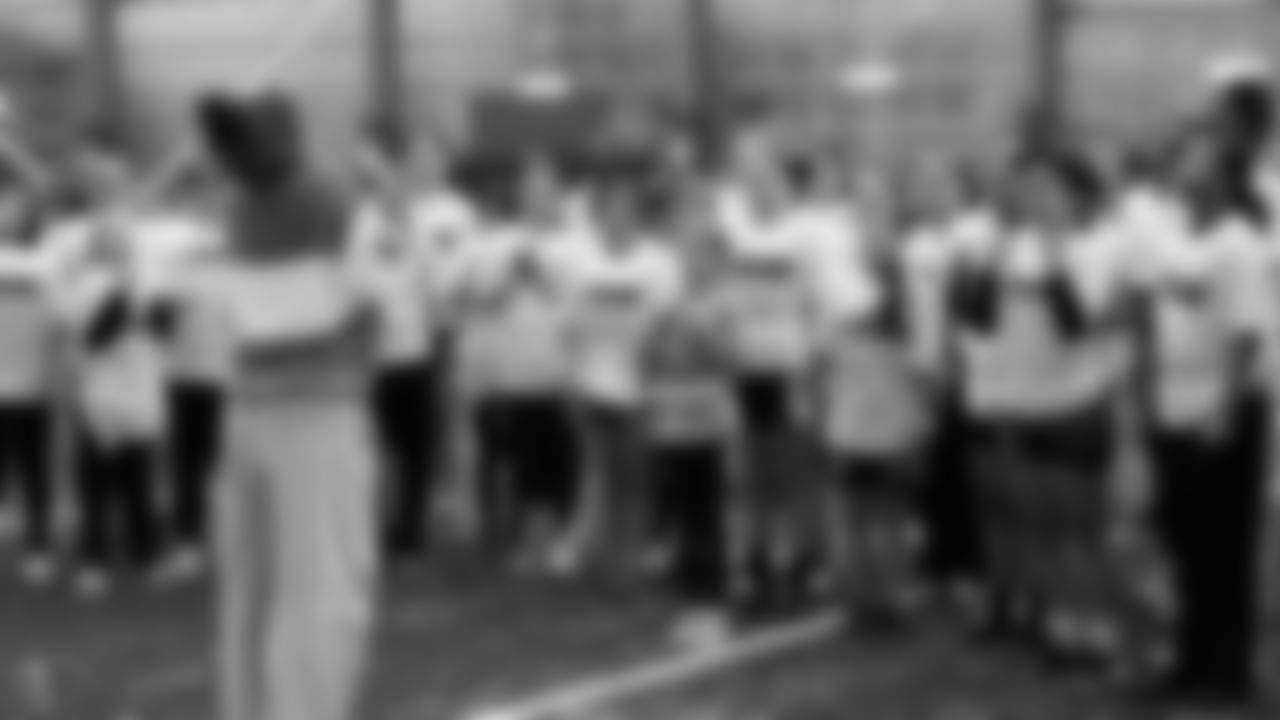 The Seahawks Women's Association packed girls flag kits and hosted a free girls flag football camp at the Seahawks training facility on Saturday, November 8, 2025.