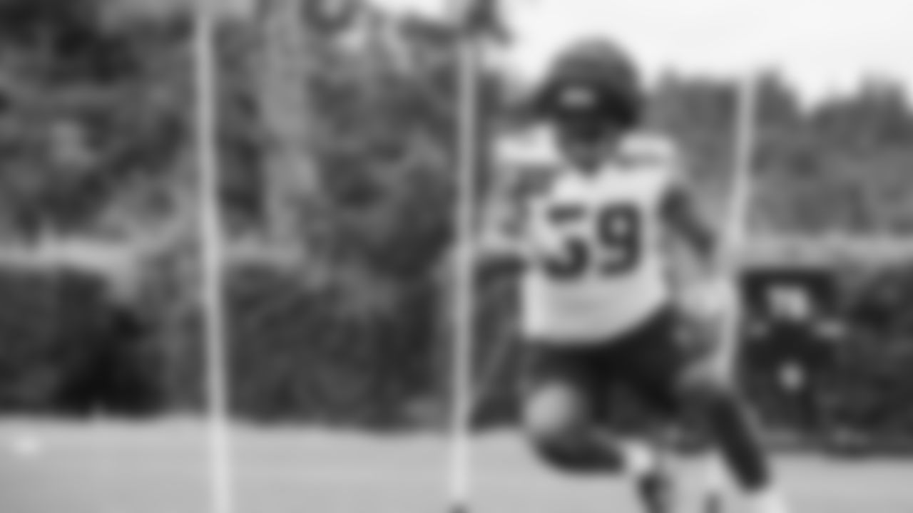 Seahawks nose tackle Bubba Thomas (69) practiced on day three of training camp on July 25, 2025 at the Virginia Mason Athletic Center.