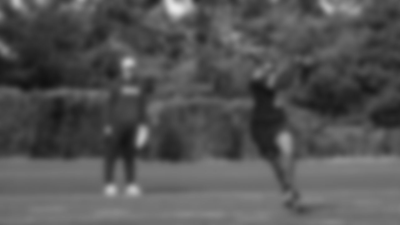 Seahawks tight end Elijah Arroyo (18) practiced on Friday, November 7, 2025 at the Virginia Mason Athletic Center.