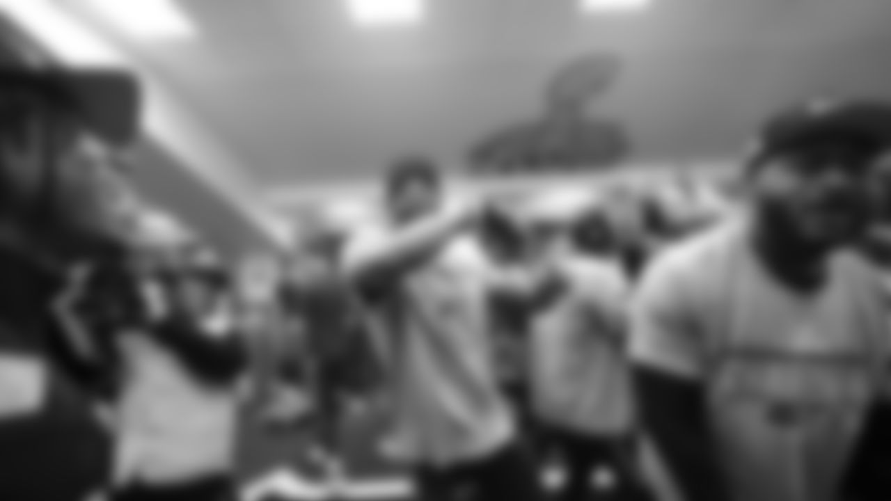 The Seahawks celebrate the 31-27 win vs. the Rams in the NFC Championship on Sunday, January 25, 2026.