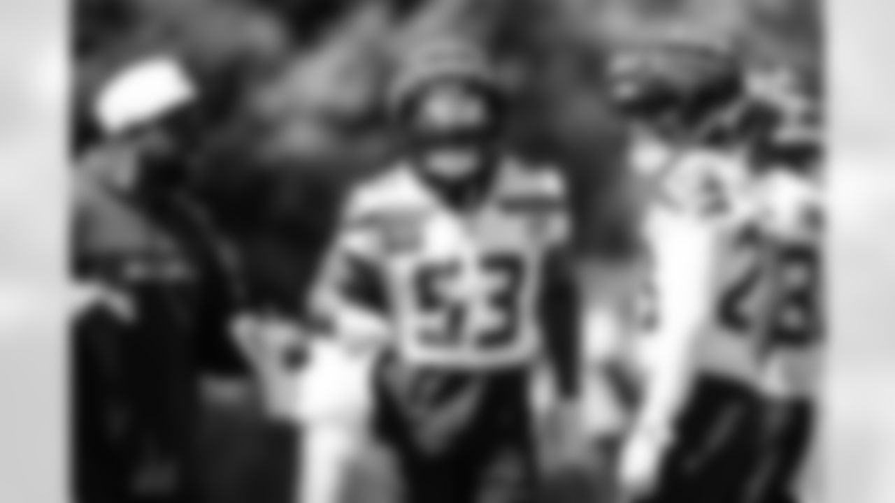 Seahawks linebacker Boye Mafe (53) practiced on day two of training camp on July 24, 2025 at the Virginia Mason Athletic Center.