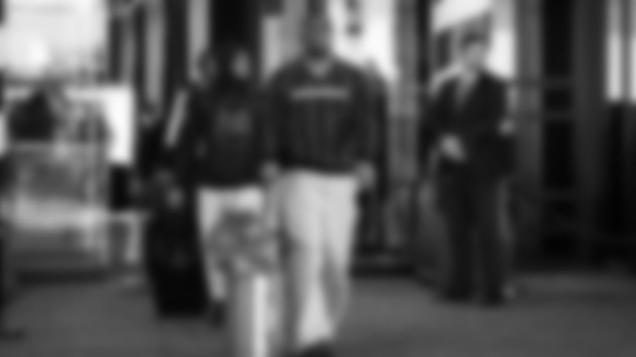 Seahawks defensive end DeMarcus Lawrence (0) departed the team hotel for the Week 12 matchup vs. the Titans at Nissan Stadium in Nashville, Tennessee.