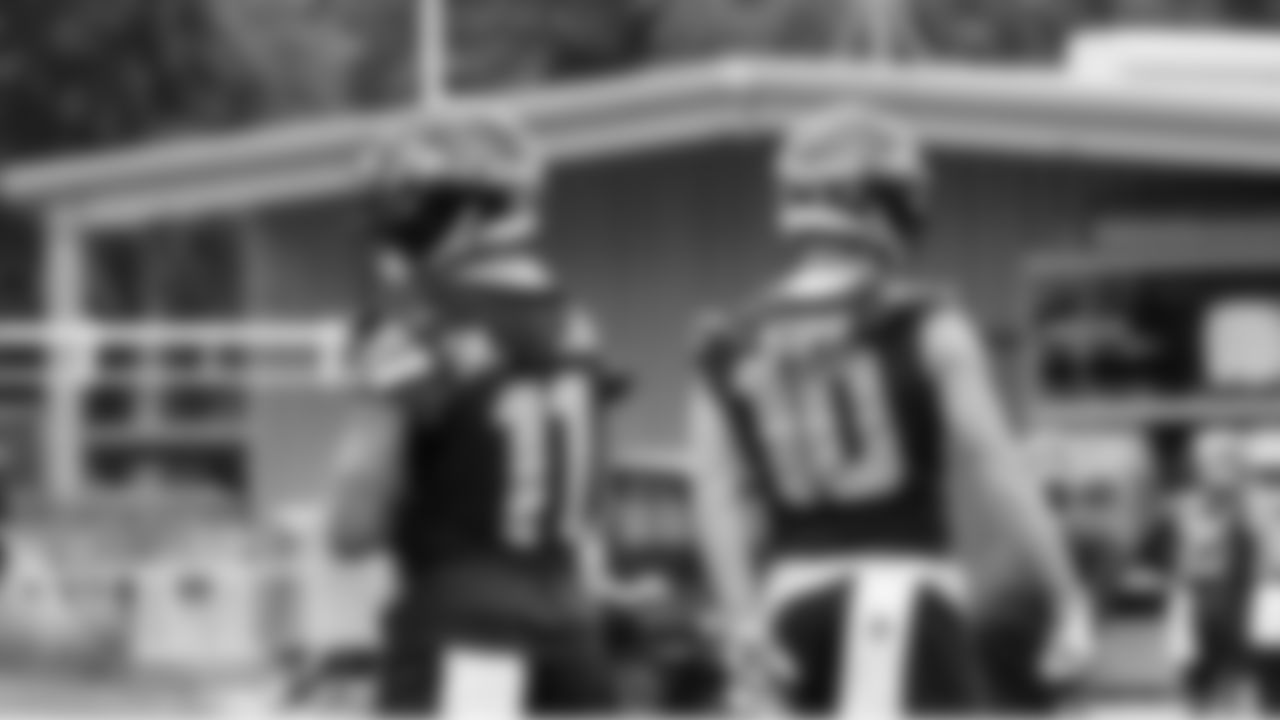 Seahawks wide receiver Jaxon Smith-Njigba (11) and wide receiver Cooper Kupp (10) participated in a workout on day five of OTAs on Wednesday, June 4, 2025 at the Virginia Mason Athletic Center.