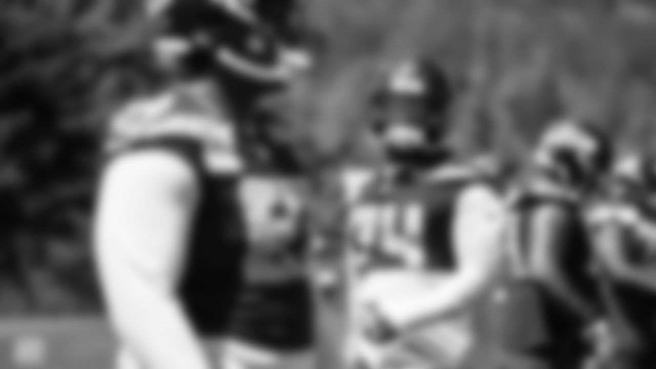 Seahawks tackle Josh Jones (74) participated in a workout on day six of OTAs on Thursday, June 5, 2025 at the Virginia Mason Athletic Center.