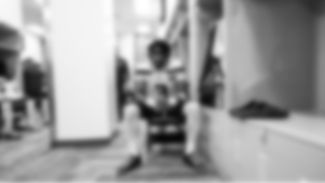 Defensive back Nick Emmanwori focuses in the locker room before the game.