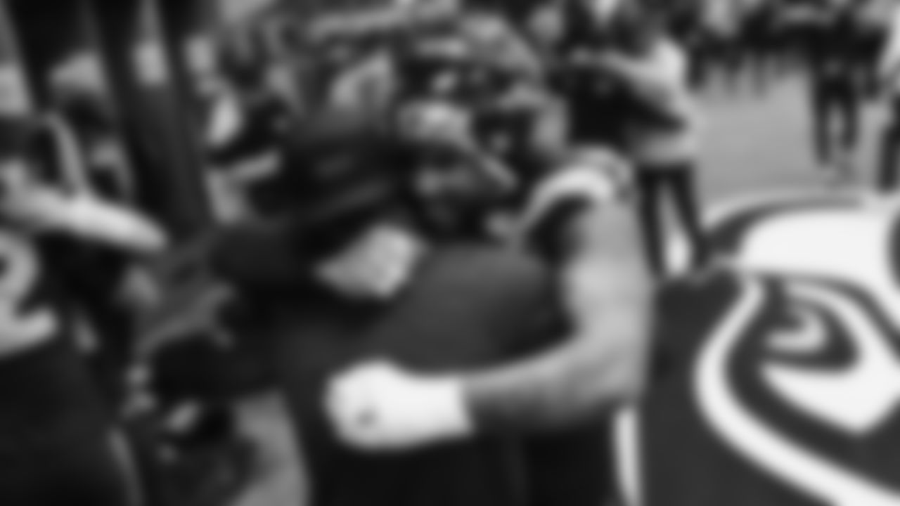 The Seahawks celebrated the 41-6 victory over the 49ers in the NFC Divisional Round game on January 17, 2026 at Lumen Field.