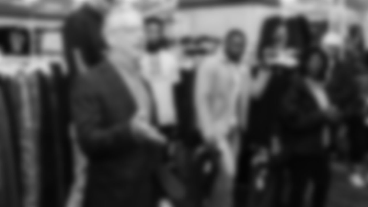 Seahawks offensive lineman Josh Jones was joined by fellow offensive linemen as they hosted a holiday shopping spree for kids from the Boys & Girls Club on December 9, 2025.