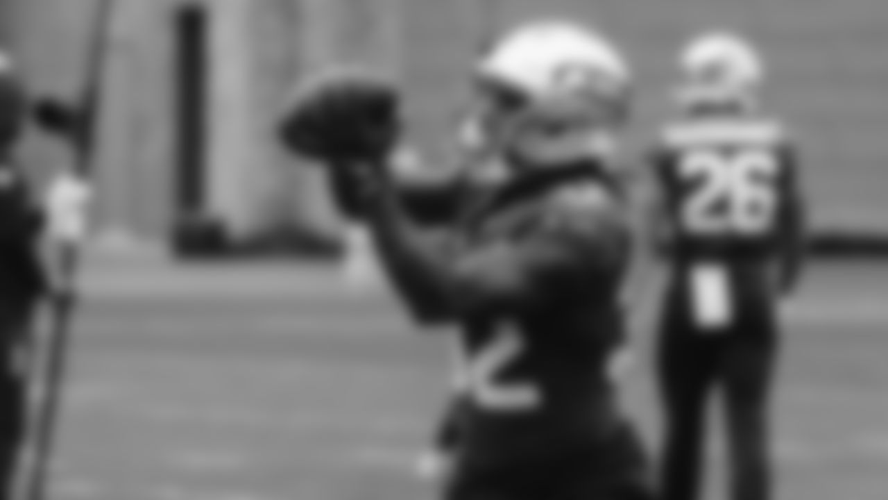 Seahawks running back Velus Jones Jr. (32) practiced on Thursday, November 27, 2025 at the Virginia Mason Athletic Center.