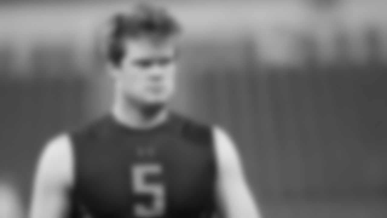 Southern California quarterback Sam Darnold is seen at the 2018 NFL Scouting Combine on Saturday, March 3, 2018, in Indianapolis. (AP Photo/Gregory Payan)