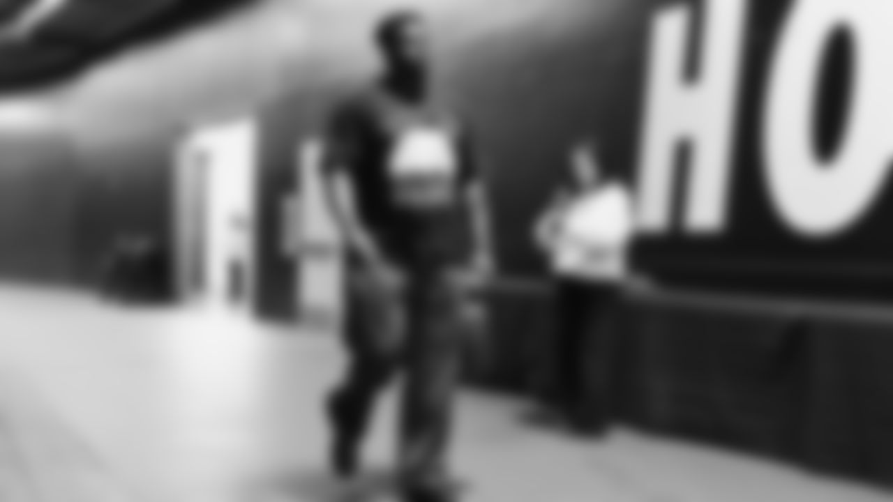 Seahawks center Olu Oluwatimi (55) arrived at Lumen Field for the NFC Championship game vs. the Los Angeles Rams on Sunday, January 25, 2026.